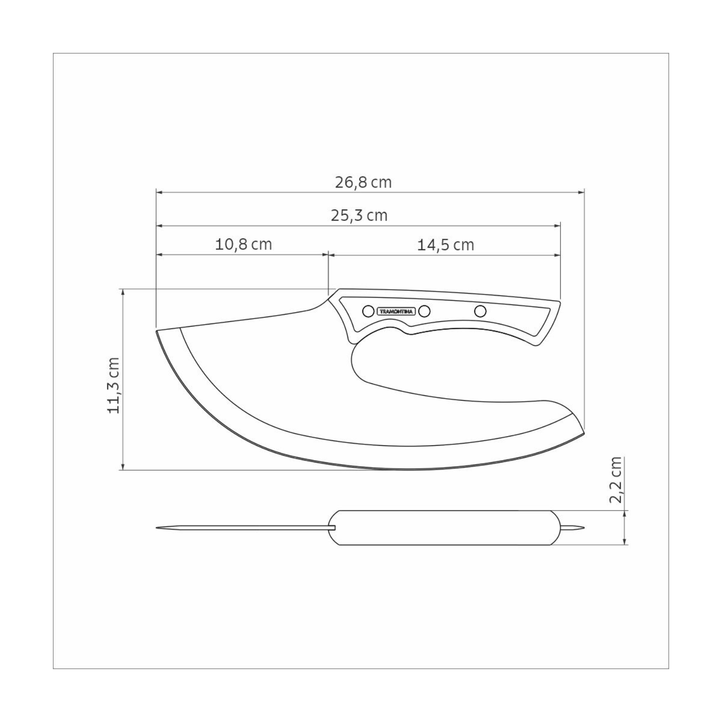 Churrasco Black multifunctioneel mes 27 cm geschikt voor keuken en buitenkeuken
