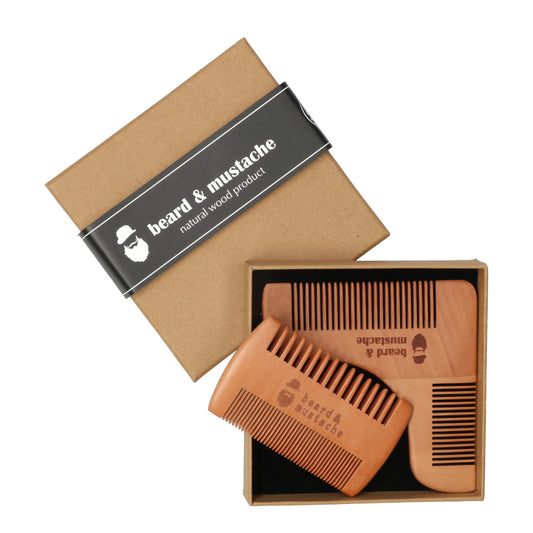 Baardkamset - natuurlijk hout in mooie verpakking - antistatische kammen voor baardverzorging en styling.