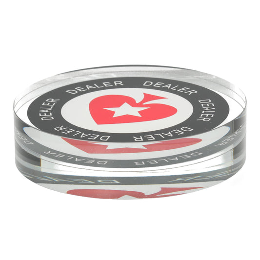 Casinokwaliteit dealer chip — duidelijke markering voor de dealerpositie, verhoogt speelcomfort en professionaliteit.
