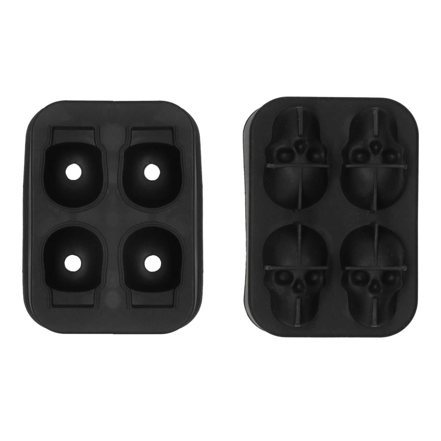 Doodshoofdijsvorm 4 stuks -zwarte mould voor ijs, chocolade en desserts -ideaal voor mancave en thema feesten.