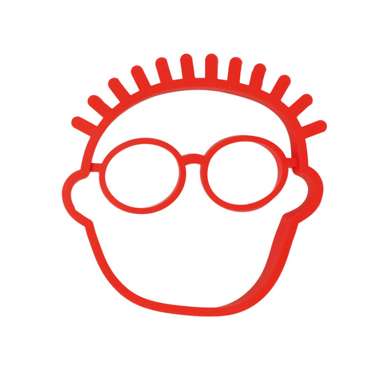 Funny breakfast mold — hoofdvorm met ronde bril, ideaal cadeau voor kookliefhebber of gezin.