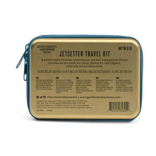 Luxe reiskit Jet Setter — inclusief oogmasker, oordoppen en verzorgingsaccessoires.