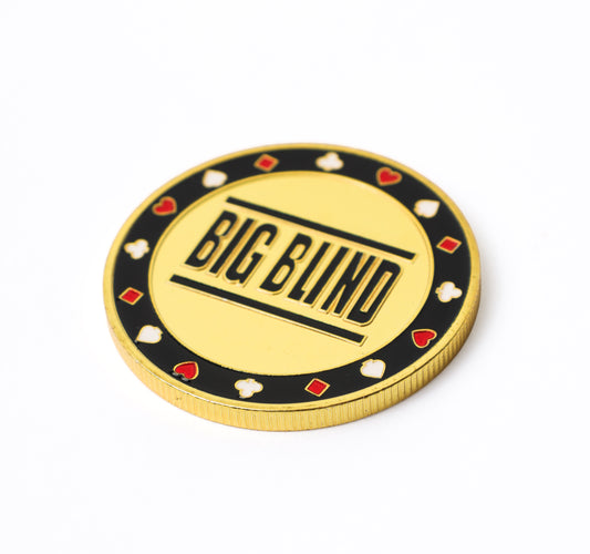 Hoogwaardige metalen big en small blind buttons — ideaal voor thuispoker en toernooien.