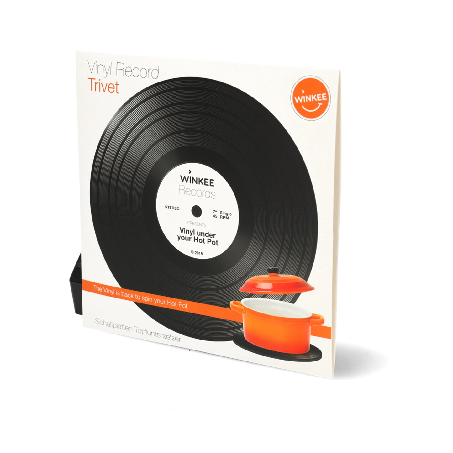 Retro LP onderzetter voor pannen — compact formaat, makkelijk op te bergen en functioneel.