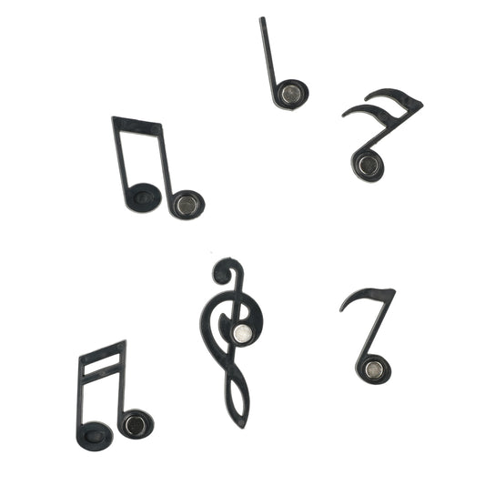 Set van muzieknoten koelkastmagneten — leuk cadeau om noten en blaadjes op whiteboard of koelkast vast te zetten.
