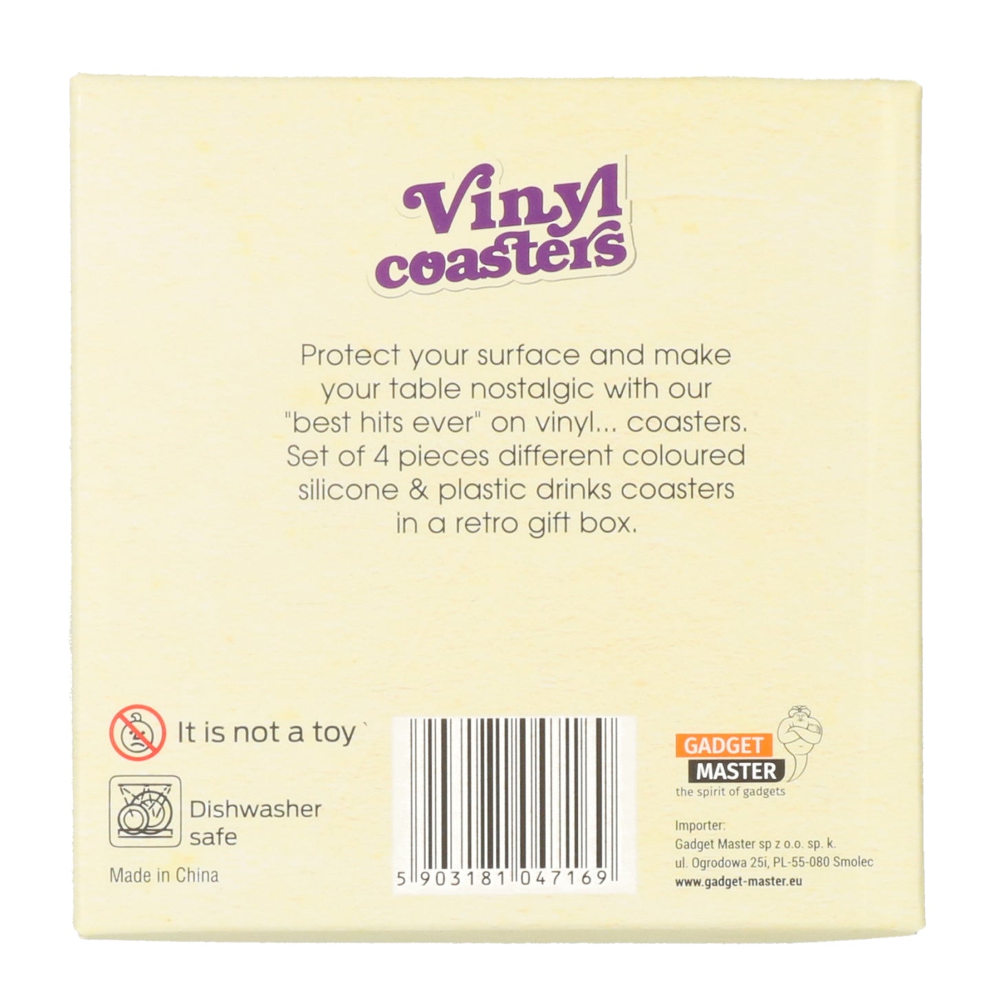 Vinyl coaster set 4 stuks LP vorm - hitte en vochtbestendig - decoratieve tafelonderzetters.