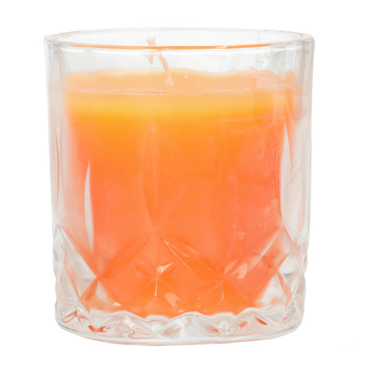 Whiskey geurkaars in whiskey glas met geschenkdoos - oranje kaars - ideaal cadeau voor whiskey liefhebbers en mancave.