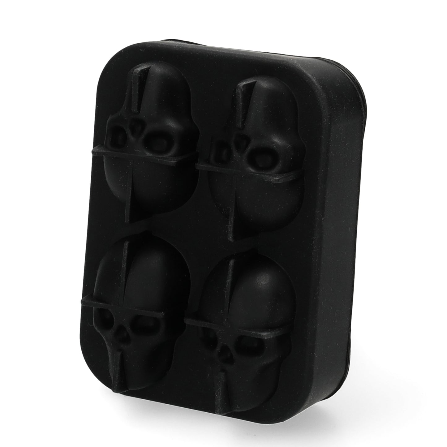 Zwarte doodshoofd ijsblokjesvorm - 4 vaks skull ijsblokjes en chocolade maken voor Halloween feestjes en cocktails.