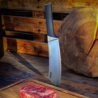Steak Champ Chef’s Knife — luxe koksmes, perfect cadeau voor grillmasters en thuiskoks.