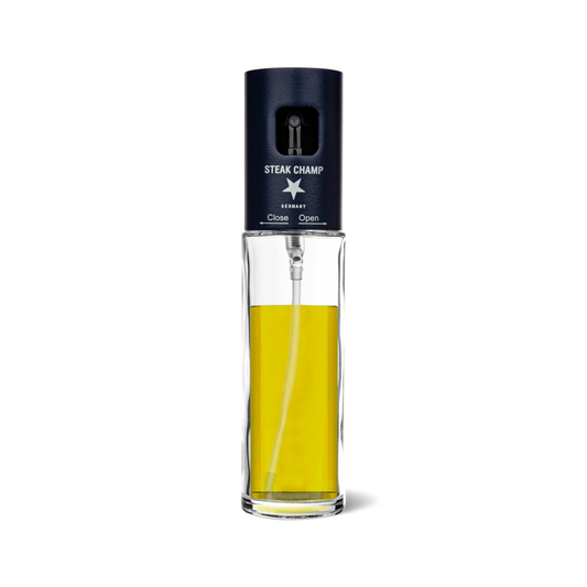 Steak Champ Oil Spray glazen oliesprayfles met RVS dop