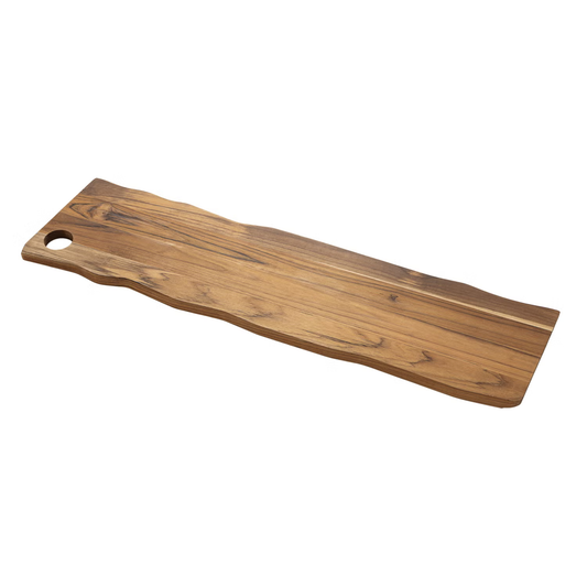 Langwerpige teak serveerplank luxe borrelplank van teakhout