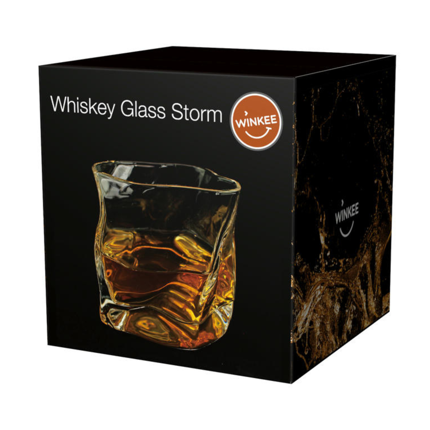 Bijzonder whiskeyglas van 11 bij 11 centimeter met stormeffect