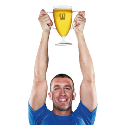 Origineel trofee bierglas als cadeau voor een winnaar