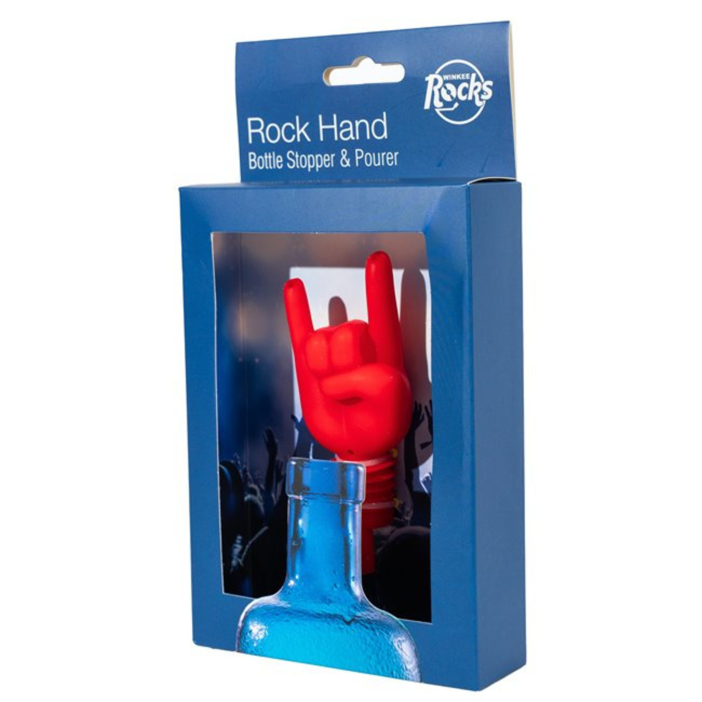 Rode schenktuit met twee schenktuiten in de vorm van een rockhand