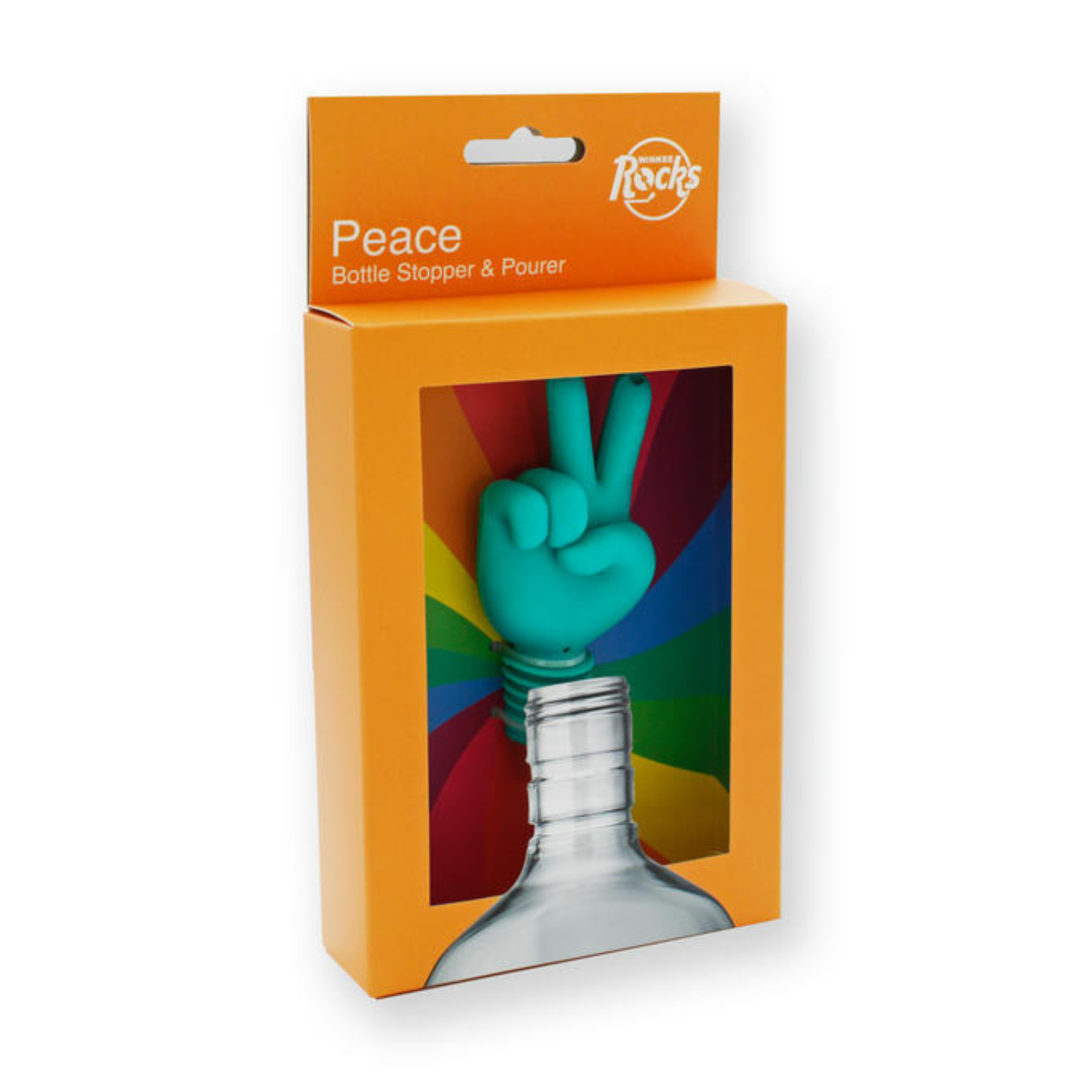 Grappige peace hand uitgieter voor drankfles