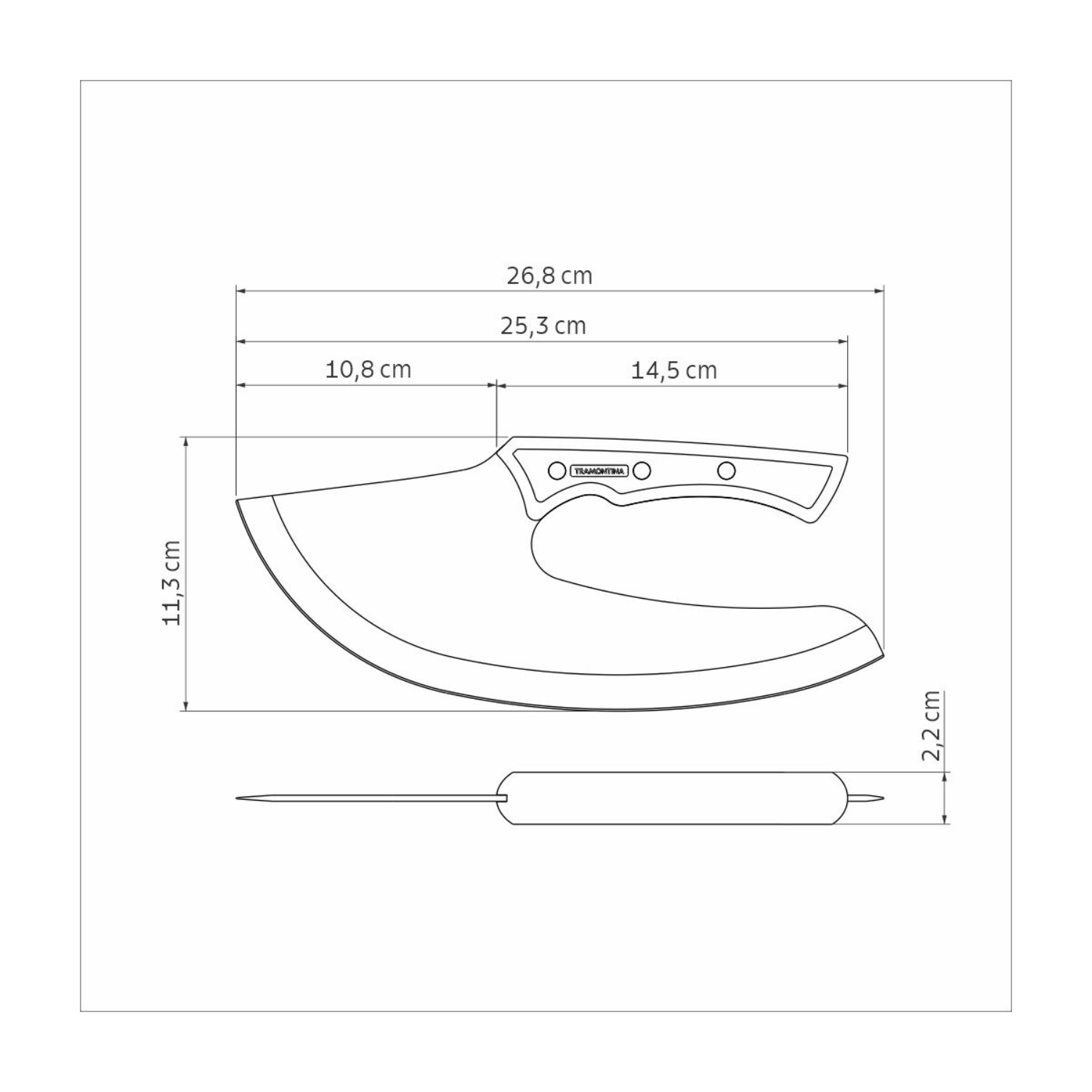 Churrasco Black multifunctioneel mes 27 cm geschikt voor keuken en buitenkeuken