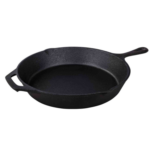 Zwarte gietijzeren koekenpan Ø 30 cm heavy duty pan voor fornuis en BBQ