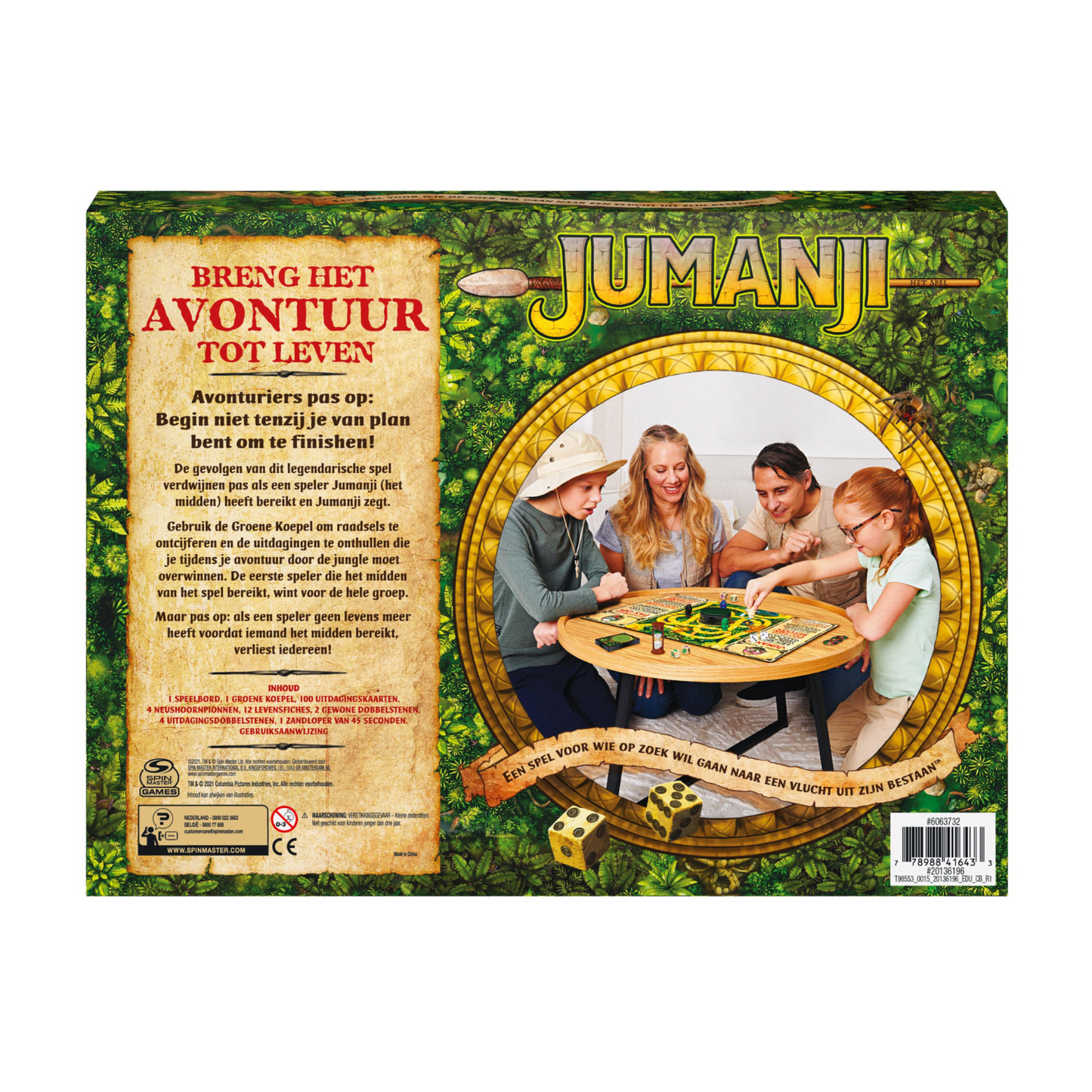 Jumanji gezelschapsspel — avontuurlijk familiespel voor 2‑4 spelers vanaf 8 jaar.