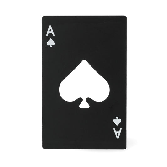 Aas flesopener in pokerkaart design — handig bieropener voor kaartspel liefhebbers en pokerfans.