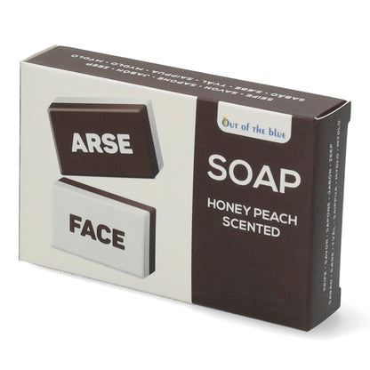 Arse & Face zeepblok - dubbele zeep met duidelijke labels -FACE en ARSE voorkomt vergissingen en ideaal als grappig cadeau.
