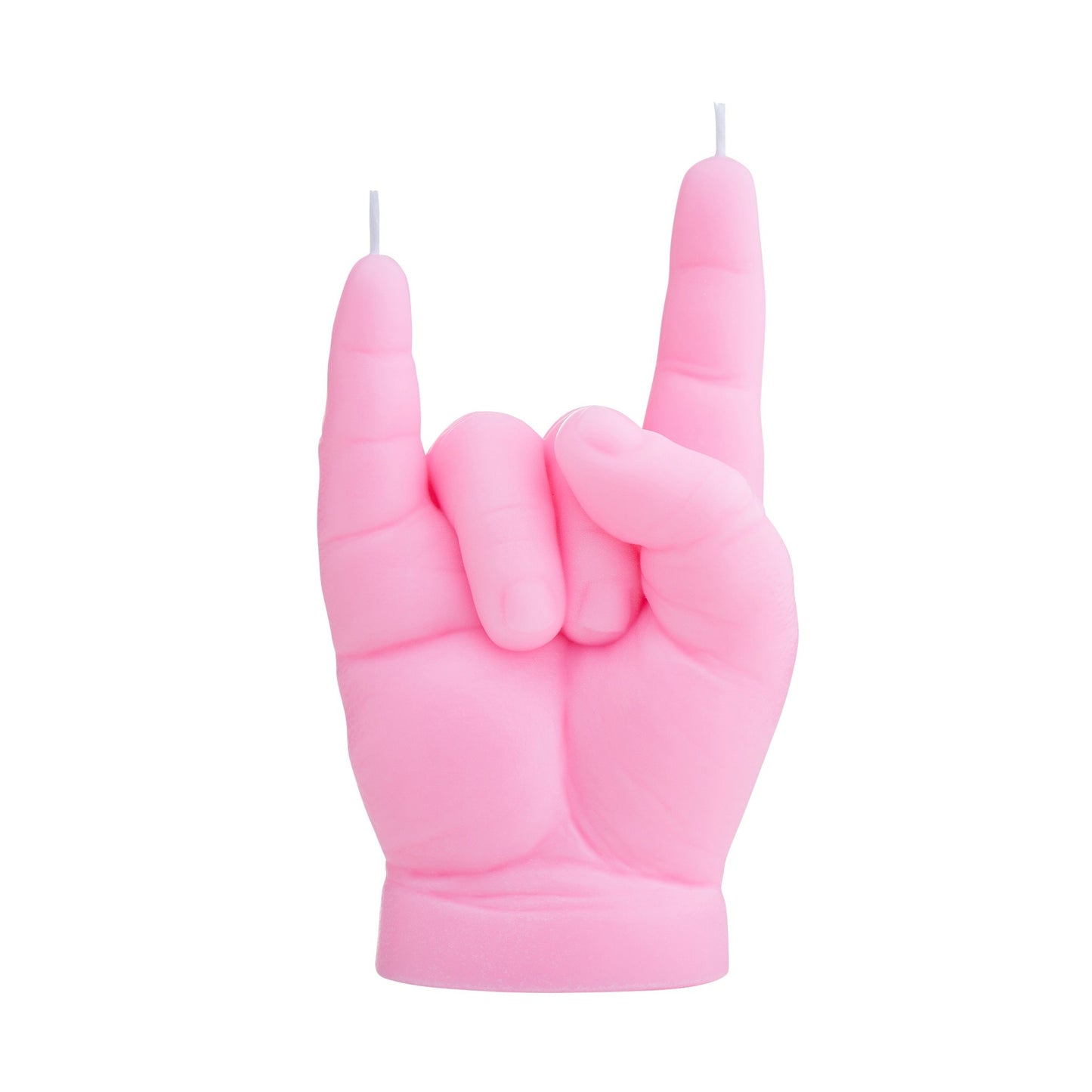 Baby blauw, mint en roze rock horns kaars — opvallend en speels decoratie object.