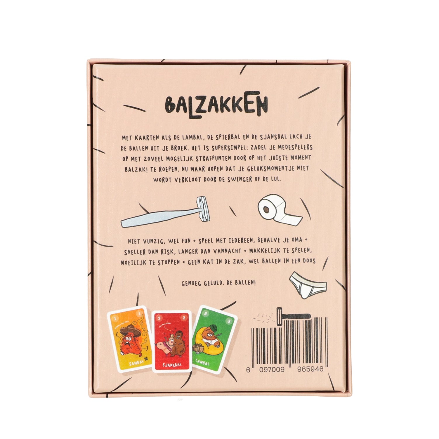 Balzakken partyspel — luchtig en hilarisch spel voor volwassenen, gegarandeerde lach tijdens spelletjesavond.