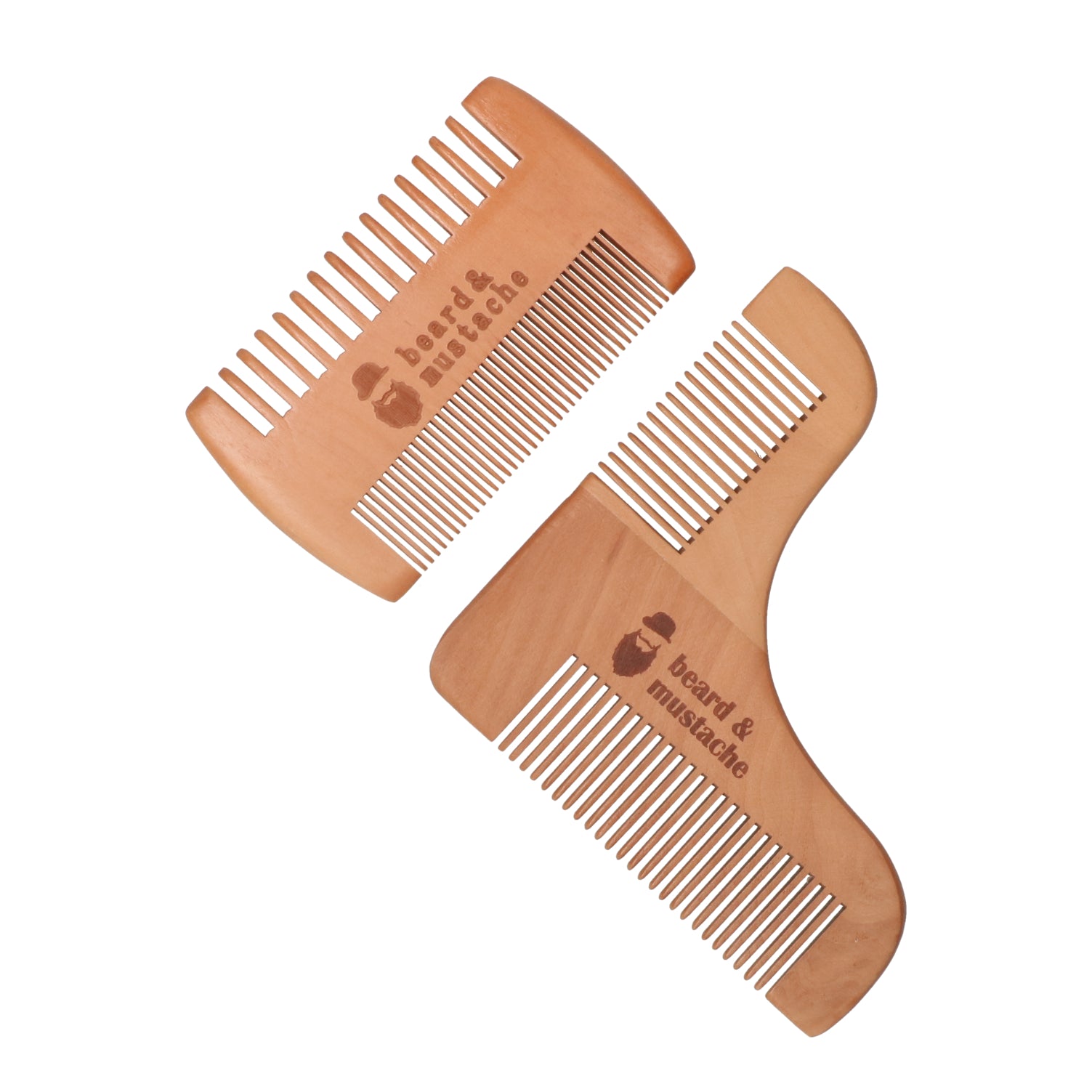Beard & Mustache houten kammenset - ergonomische baardkam en snorkam -perfect als mannen cadeau.