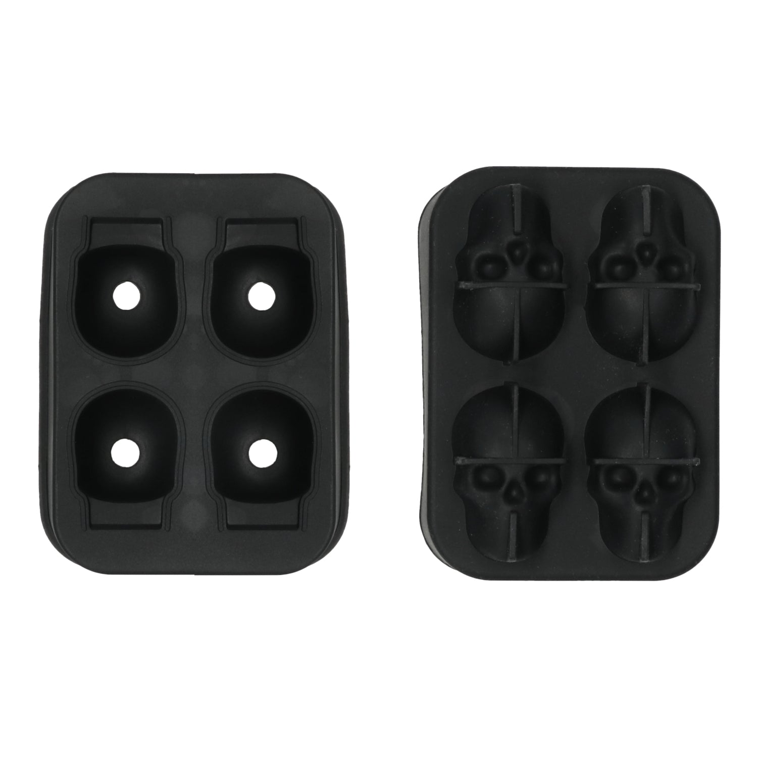 Doodshoofdijsvorm 4 stuks -zwarte mould voor ijs, chocolade en desserts -ideaal voor mancave en thema feesten.