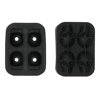 Doodshoofdijsvorm 4 stuks -zwarte mould voor ijs, chocolade en desserts -ideaal voor mancave en thema feesten.