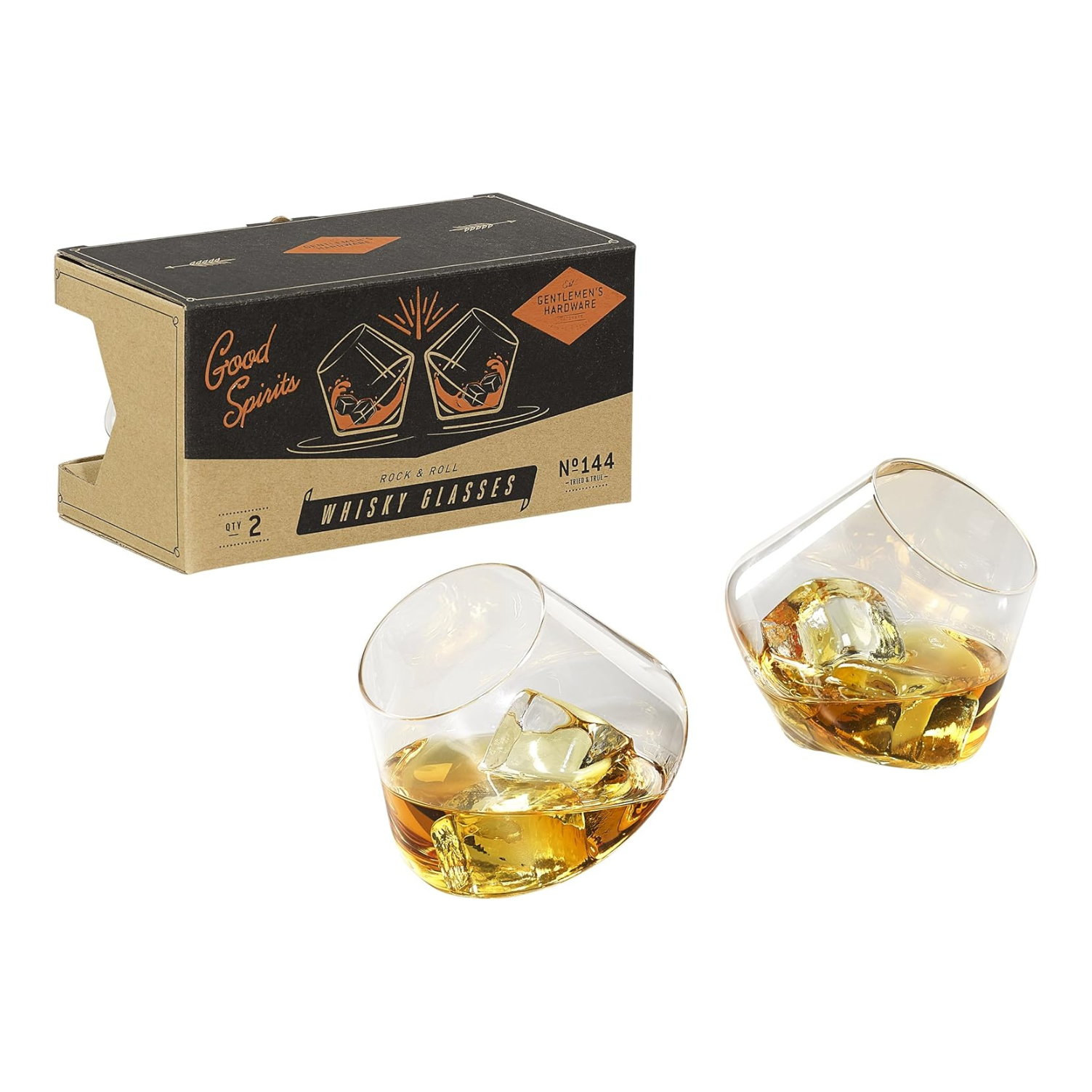 Rocking whisky tumblers — origineel cadeau voor vaderdag of verjaardag.