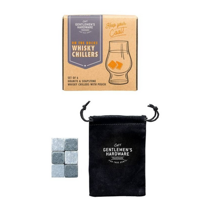 Luxe whisky chillers — stoere blokjes met handig opbergzakje.