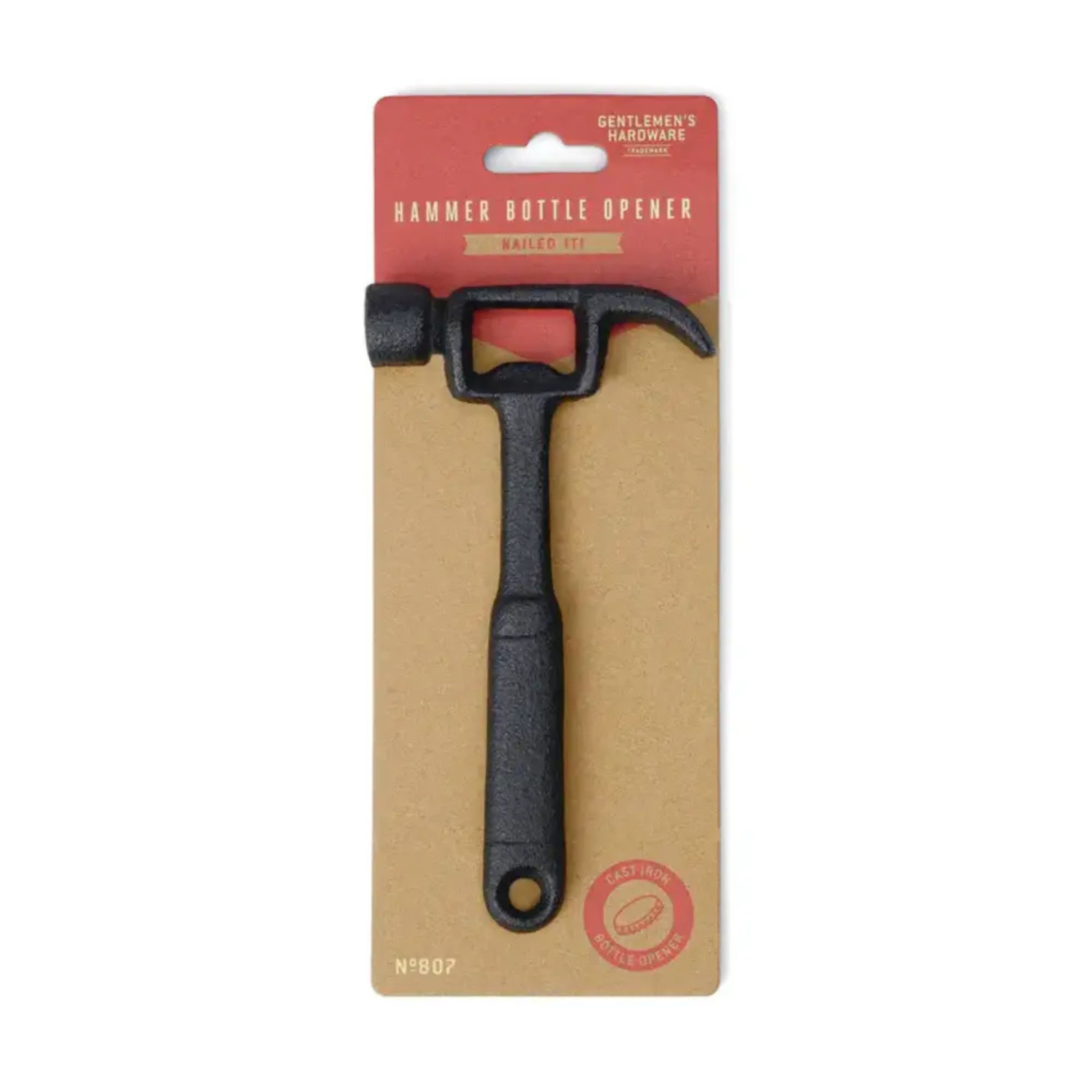 Hamer flesopener — stoere Gentleman’s Hardware opener van gietijzer.