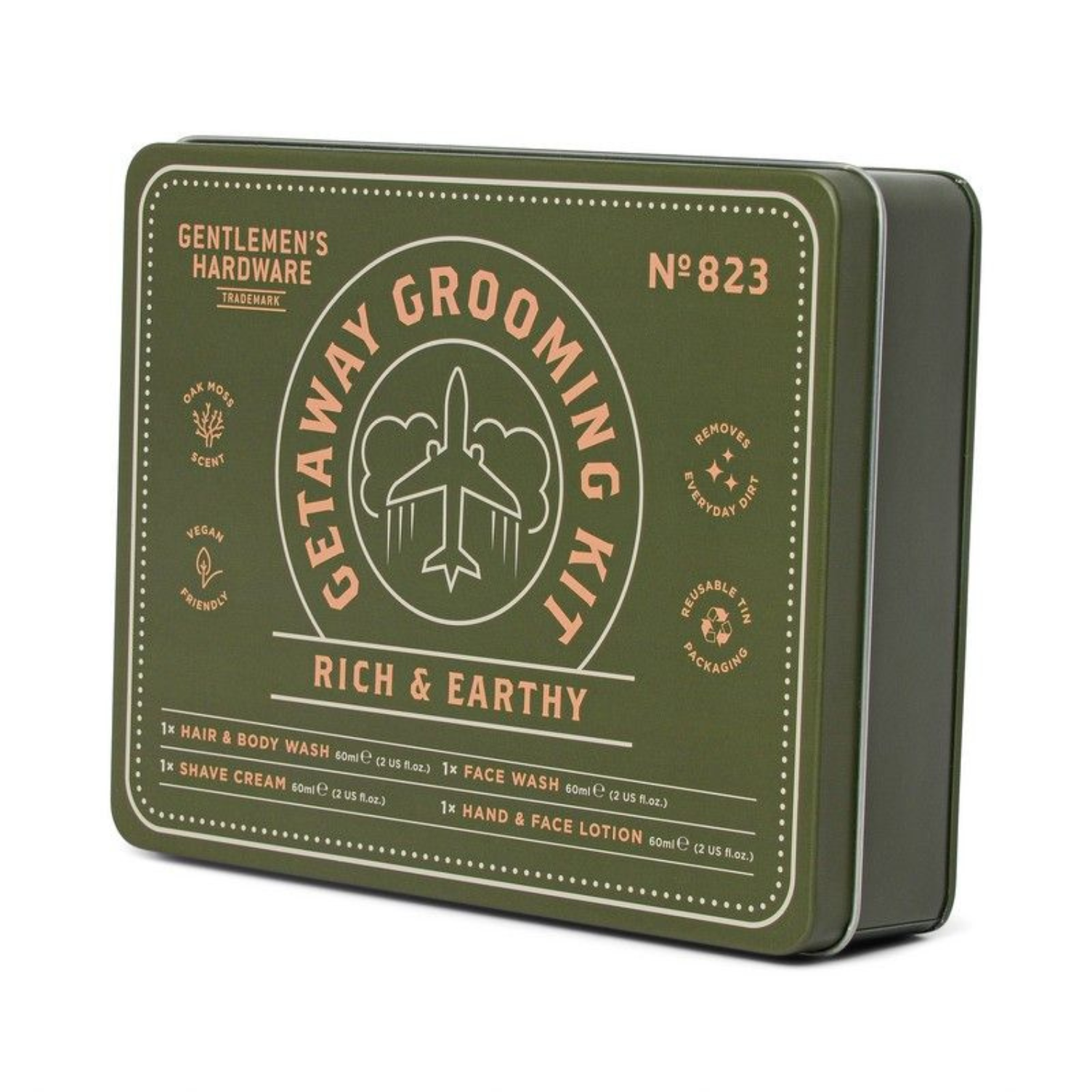 Herenverzorging Travel Ready Kit — 4 mini’s in herbruikbare tin.