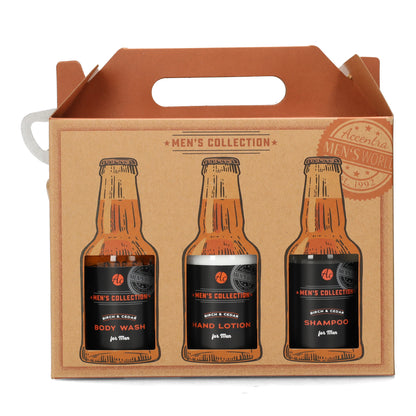 Geschenkdoos mannenverzorging - 6 delige set in kraftverpakking met flessenopener - ideaal voor Vaderdag, of verjaardag.