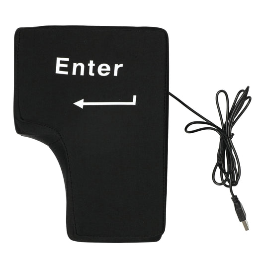 Grote zwarte Enter knop - anti_stress gadget met USB-kabel - perfect cadeau voor collega en bureau.