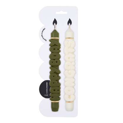3D Taper kaars set - Happy Bday + Congrats