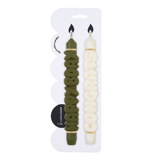 3D Taper kaars set - Happy Bday + Congrats