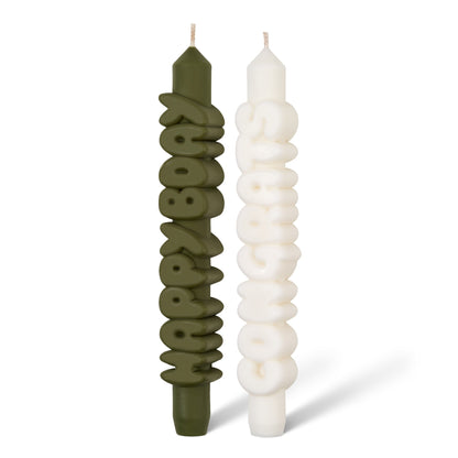 3D Taper kaars set - Happy Bday + Congrats