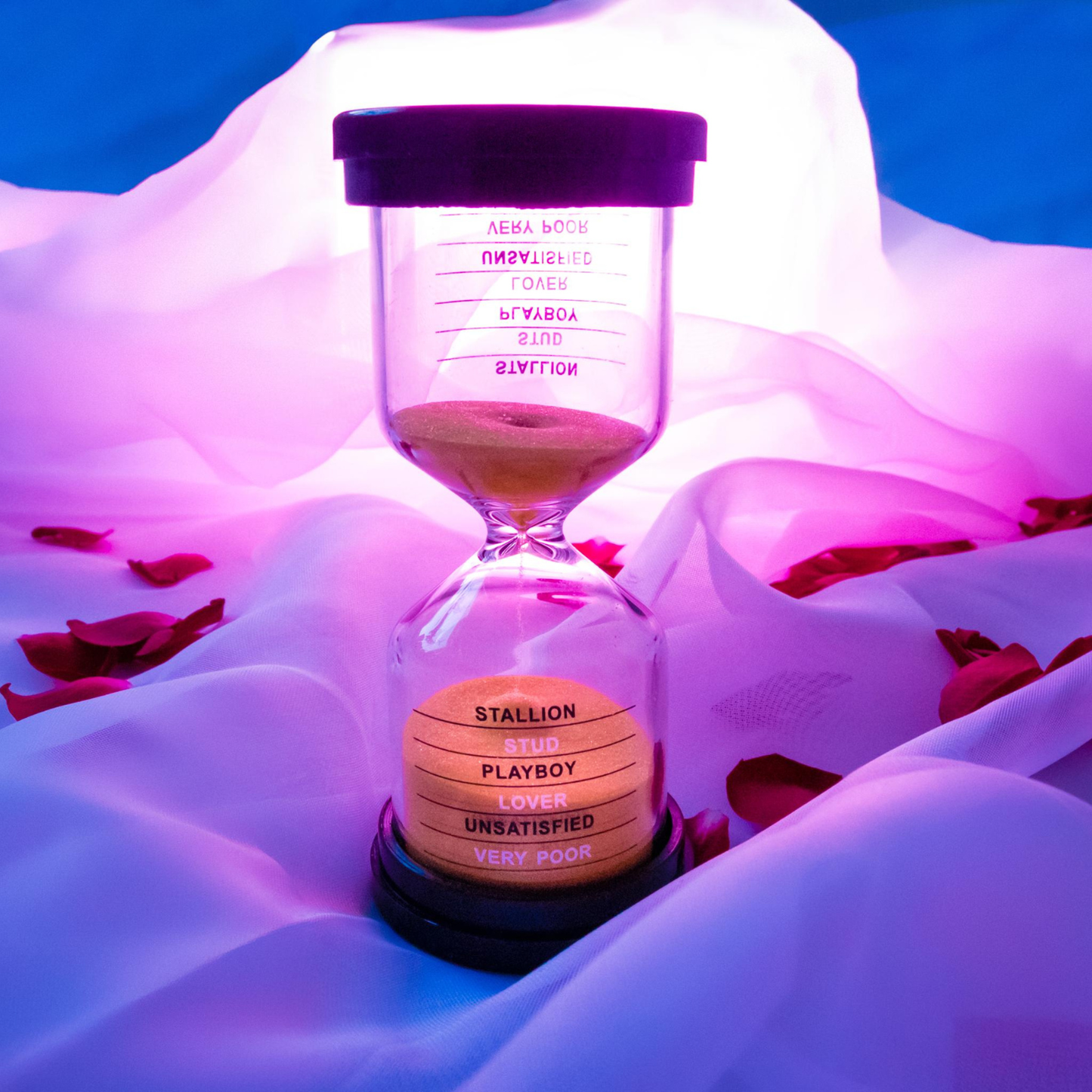 Grappige slaapkamer timer — meet hoelang je het volhoudt, met een knipoog.