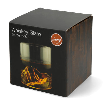 Luxe whiskey on the rocks glas — bergtop design voor een piekmoment bij elke slok.
