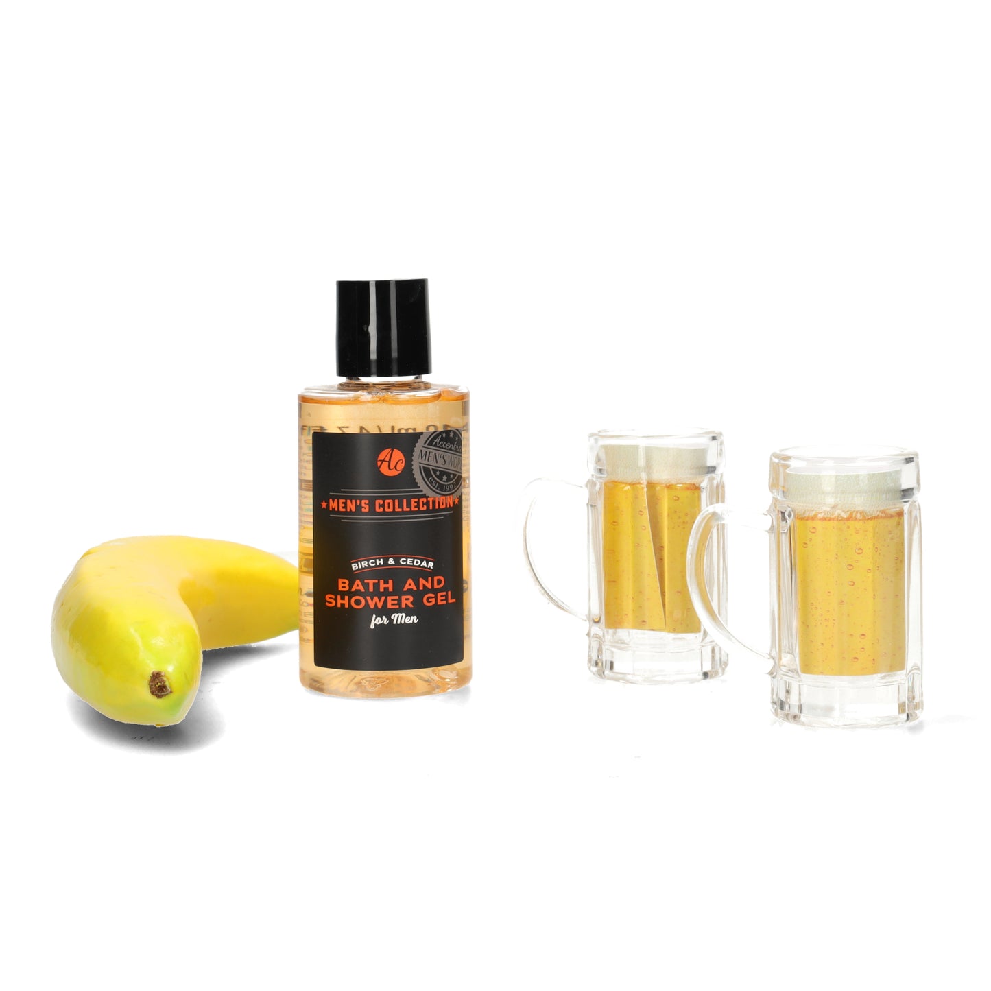 Mannen giftset Bath & Shower Gel - Birch & Cedar - 2 shotglaasjes - origineel presentje voor vrijgezellenfeest of vaderdag
