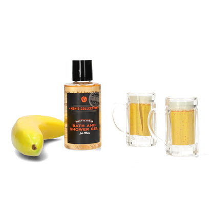 Mannen giftset Bath & Shower Gel - Birch & Cedar - 2 shotglaasjes - origineel presentje voor vrijgezellenfeest of vaderdag
