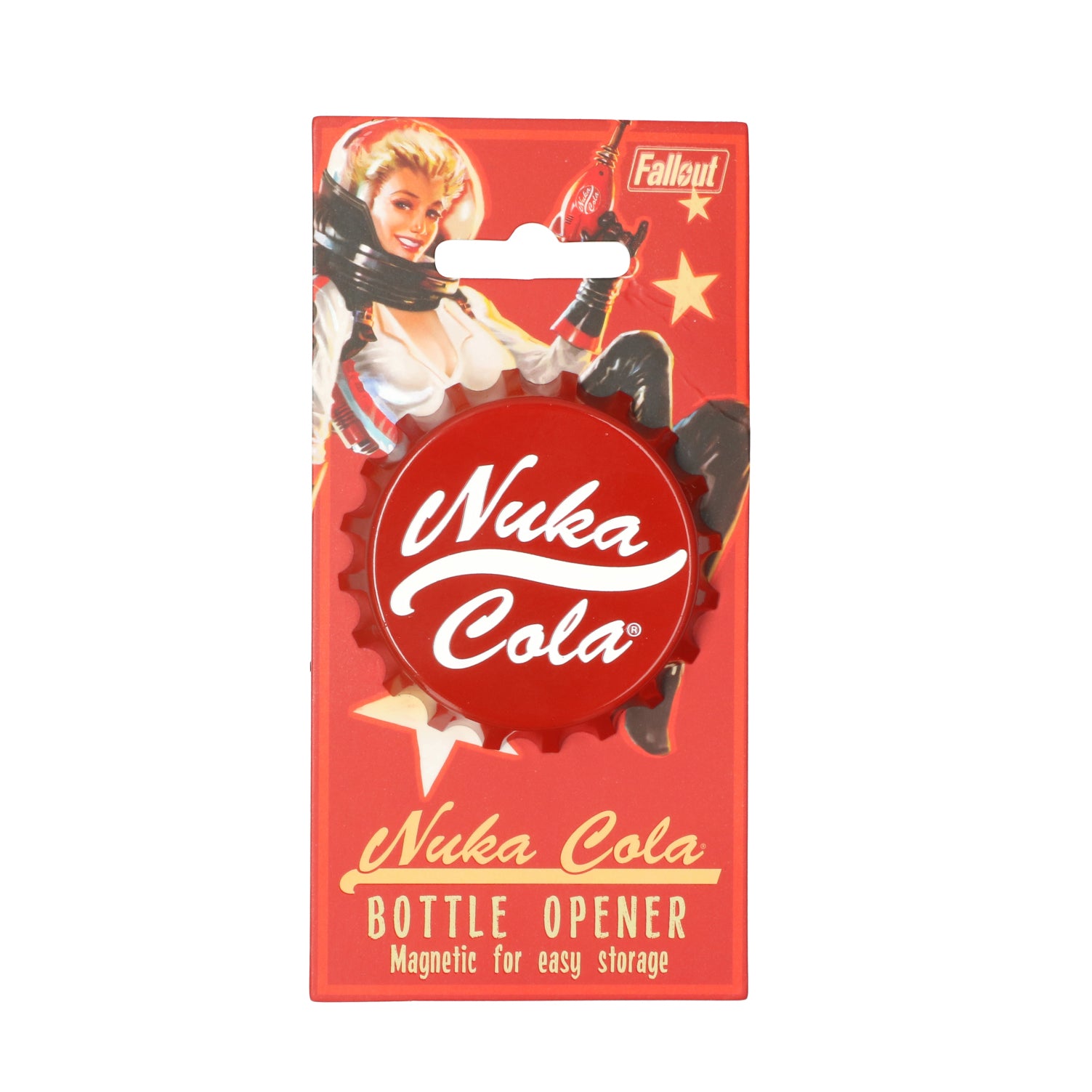 Nuka Cola bottle opener — praktische gadget met retro Fallout logo, mooi formaat voor dagelijks gebruik.