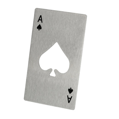 Originele metalen flesopener speelkaart Aas — handig en uniek cadeau voor pokerliefhebbers en gamers.
