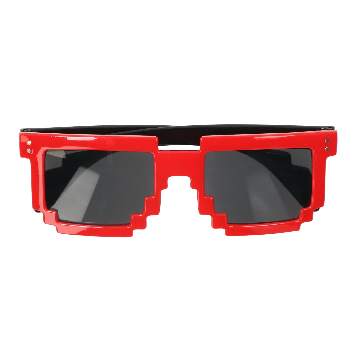Retro pixel zonnebril rood — ideaal voor gamers, nerd party’s en festivals.