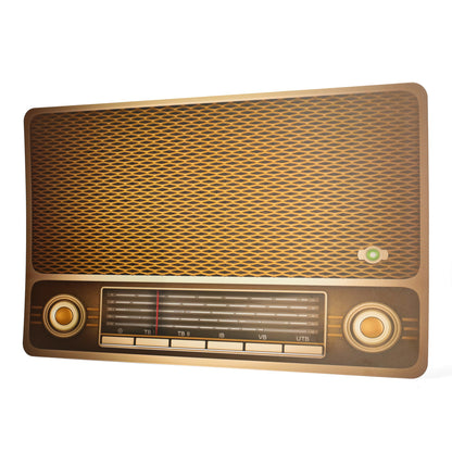 Placemats retro stijl — set van vier met unieke prints platenspeler, radio, cassettetape en oude tv, makkelijk schoon te maken.