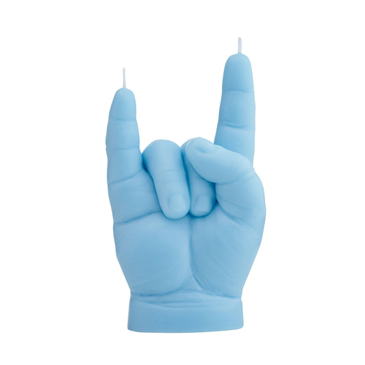 Rock horns babykaars in pastelkleuren — ideaal als kraamcadeau met humoristische twist.