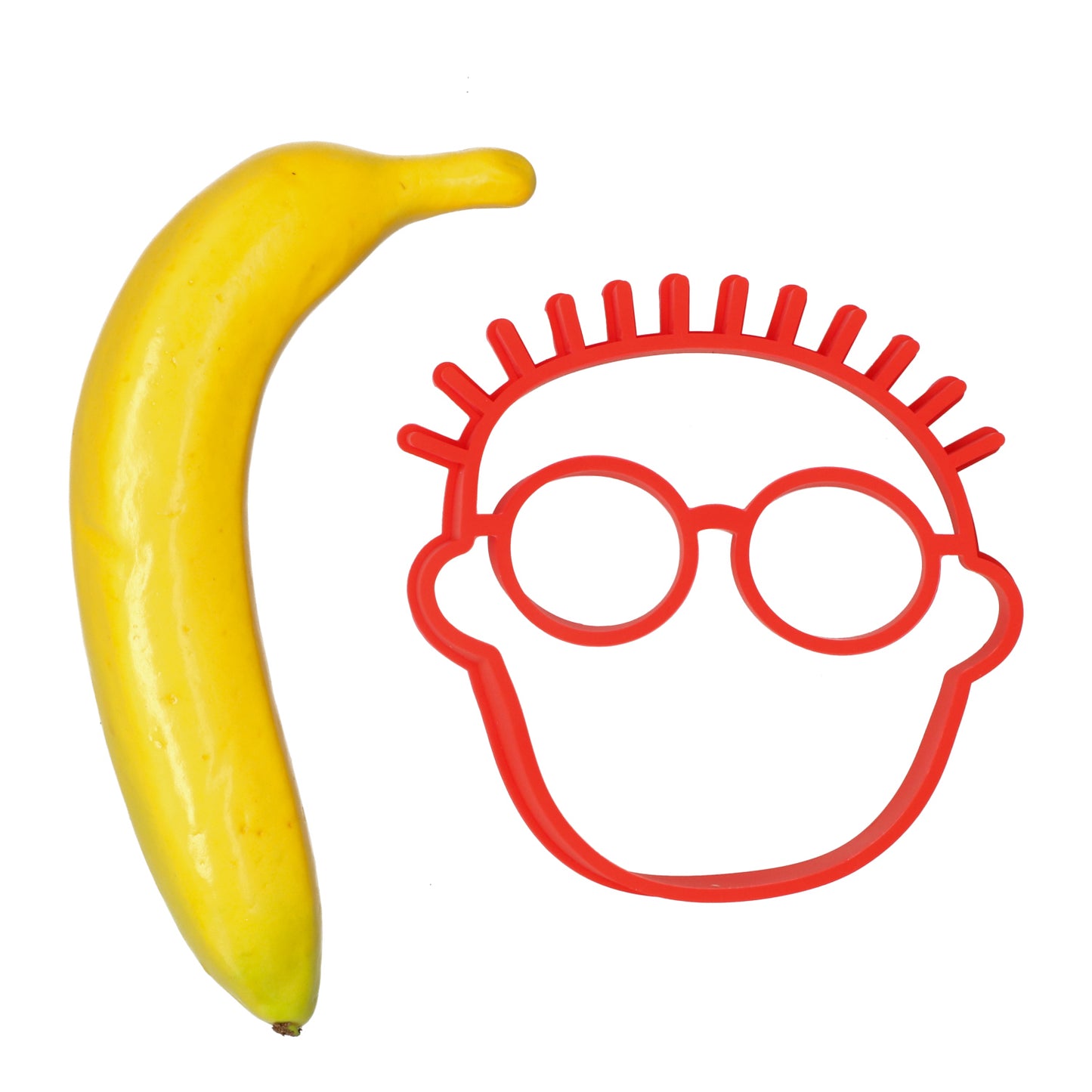 Rode silicone ei‑vorm in hoofd design — de dooiers worden de brillenglazen, leuk voor kinderen en foodies.