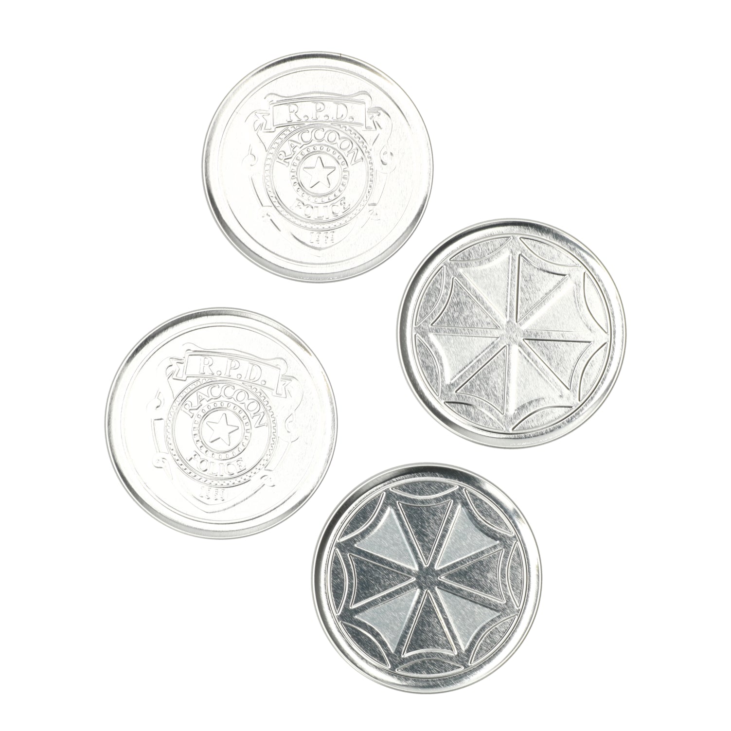 Set van 4 Resident Evil metalen onderzetters met kurk onderzijde - beschermt tafels tegen krassen en vlekken - perfect voor fans van de franchise.