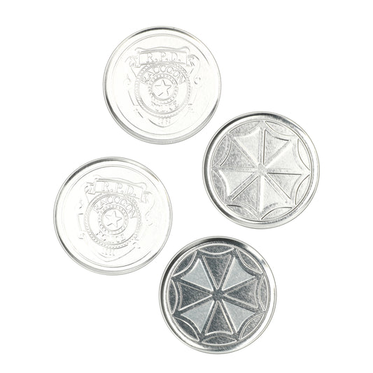 Set van 4 Resident Evil metalen onderzetters met kurk onderzijde - beschermt tafels tegen krassen en vlekken - perfect voor fans van de franchise.